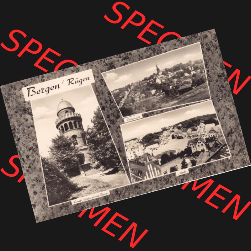 Ansichtskarte DDR Bezirk Rostock, Kreis Rügen, Stadt Bergen auf Rügen, verschiedene Ansichten der Stadt Bergen. Ansichtskarte bzw. Postkarte aus DDR-Zeiten der... Sammlung