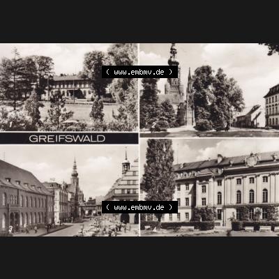Ansichtskarte DDR Bezirk Rostock, Kreis Greifswald unsortiert 1972, Greifswald Dom St. Nikolai, Platz der Freundschaft. Ansichtskarte bzw. Postkarte in schwarzweiß... Sammlung