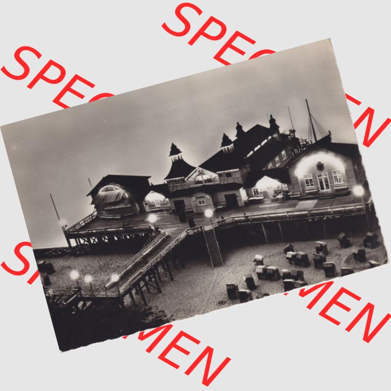 Ansichtskarte DDR Bezirk Rostock, Kreis Rügen, Ostseebad Sellin 1961, Seebad Sellin - Seebrücke bei Nacht - Abends, gelaufen am 17.07.1961. Ansichtskarte... Sammlung