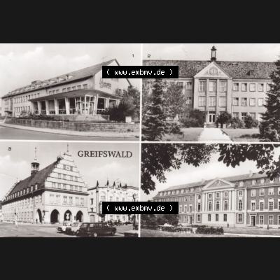 Ansichtskarte DDR Bezirk Rostock, Kreis Greifswald unsortiert 1982, Mehrbildkarte DDR Universität Apotheke, Ernst-Moritz-Arndt-Universität. Ansichtskarte bzw.... Sammlung