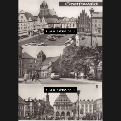 Ansichtskarte DDR Bezirk Rostock, Kreis Greifswald unsortiert 3-Fach Mehrbildkarte Streifen im Hochformat. Ansichtskarte bzw. Postkarte in schwarzweiß - s/w aus DDR-Zeiten... Sammlung