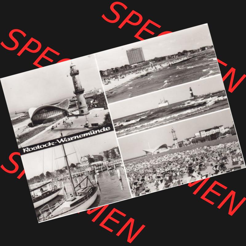 Ansichtskarte DDR Bezirk Rostock, Stadtkreis Rostock, Hansestadt Rostock, Ortsteil Seebad Warnemünde Postkarte in s/w / schwarzweiß Warnemünde, Teepott und... Sammlung