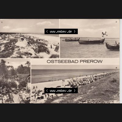 Ansichtskarte DDR Bezirk Rostock, Kreis Ribnitz-Damgarten Ostseebad Prerow Bildpostkarte in s/w - schwarzweiß 1976, Strand, Fischerboote, Strandstraße. Ansichtskarte... Sammlung