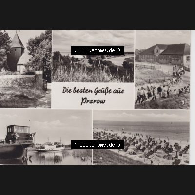 Ansichtskarte DDR Bezirk Rostock, Kreis Ribnitz-Damgarten Ostseebad Prerow Bildpostkarte in s/w - schwarzweiß Die besten Grüße aus Prerow. Ansichtskarte bzw. Postkarte... Sammlung