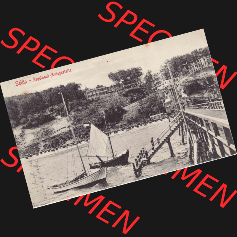 Ansichtskarte DDR Bezirk Rostock, Kreis Rügen, Ostseebad Sellin Postkarte in s/w schwarzweiß Sellin, Segelboot Anlegestelle um 1902. Ansichtskarte bzw. Postkarte... Sammlung