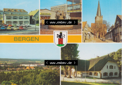 Ansichtskarte bzw. Postkarte aus DDR-Zeiten, Bezirk Rostock, Insel Rügen, Stadt Bergen der DDR Sammlung