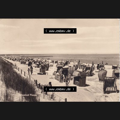 Ansichtskarte DDR Bezirk Rostock, Kreis Ribnitz-Damgarten Ostseebad Prerow Bildpostkarte in s/w - schwarzweiß Strand vom Ostseebad Prerow Rechts. Ansichtskarte bzw. Postkarte... Sammlung