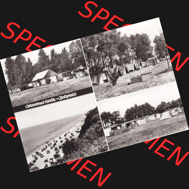Ansichtskarte DDR Bezirk Rostock, Kreis Bad Doberan, Ostseebad, Stadt Rerik in s/w / schwarzweiß Mehrbildkarte Zeltplatz ungelaufen. Ansichtskarte bzw. Postkarte... Sammlung