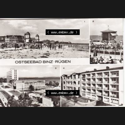 Alte Ansichtskarte DDR Bezirk Rostock, Kreis Rügen, Ostseebad Binz, Mehrbildkarte, Kurhaus und Strand, Am Konzertplatz FDGB-Erholungsheim Arkona, Haus der Stahlwerker.... Sammlung