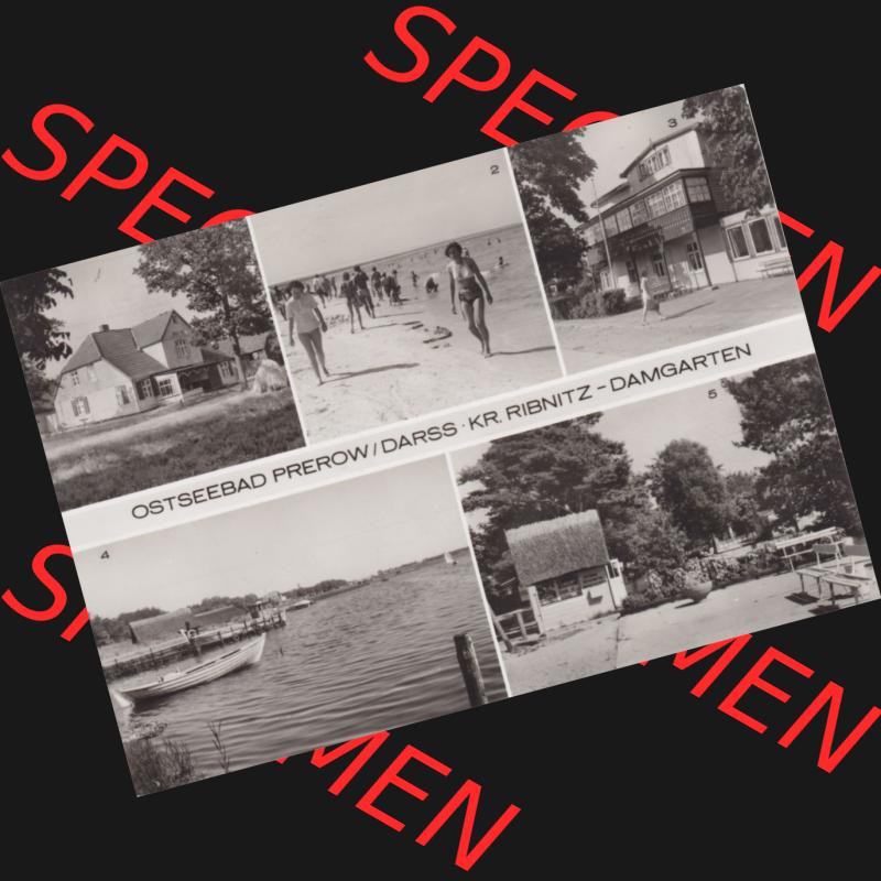 Ansichtskarte DDR Bezirk Rostock, Kreis Ribnitz-Damgarten Ostseebad Prerow Bildpostkarte in s/w - schwarzweiß Landhaus Mähl, Am Strand Ostseestrand Verpflegungsstelle.... Sammlung