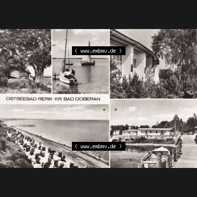 Ansichtskarte DDR Bezirk Rostock, Kreis Bad Doberan, Ostseebad, Stadt Rerik in s/w / schwarzweiß Mehrbildkarte, Hünengrab, Am Haff, Lesecafé,... Sammlung