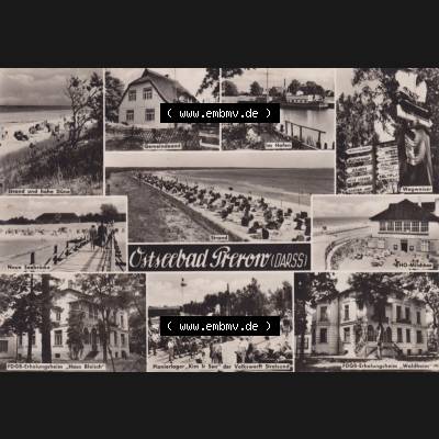 Ansichtskarte DDR Bezirk Rostock, Kreis Ribnitz-Damgarten Ostseebad Prerow Bildpostkarte in s/w - schwarzweiß Ostseebad 10er Mehrbildkarte. Ansichtskarte bzw. Postkarte in... Sammlung