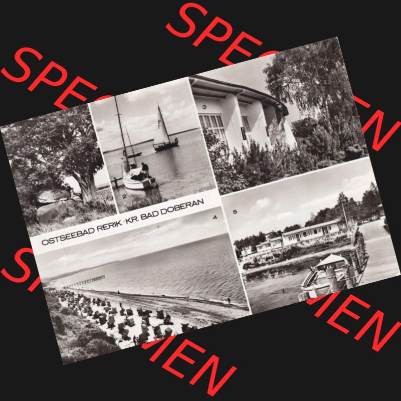 Ansichtskarte DDR Bezirk Rostock, Kreis Bad Doberan, Ostseebad, Stadt Rerik in s/w / schwarzweiß Mehrbildkarte, Hünengrab, Am Haff, Lesecafé,... Sammlung