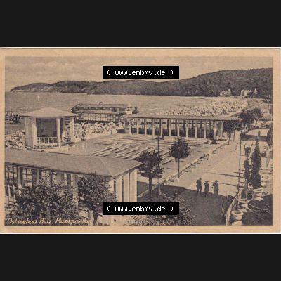 Alte Ansichtskarte DDR Bezirk Rostock, Kreis Rügen, Ostseebad Binz, Ostseebad Binz, Musikpavillon. Ansichtskarte bzw. Postkarte in s/w - schwarzweiß... Sammlung