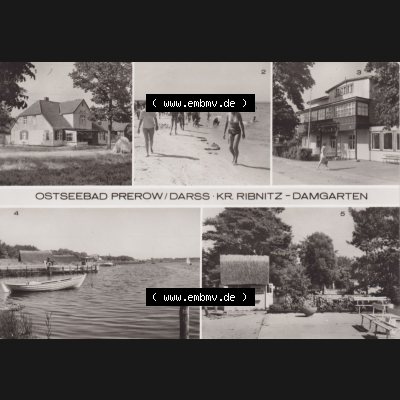 Ansichtskarte DDR Bezirk Rostock, Kreis Ribnitz-Damgarten Ostseebad Prerow Bildpostkarte in s/w - schwarzweiß Landhaus Mähl, Am Strand Ostseestrand Verpflegungsstelle.... Sammlung