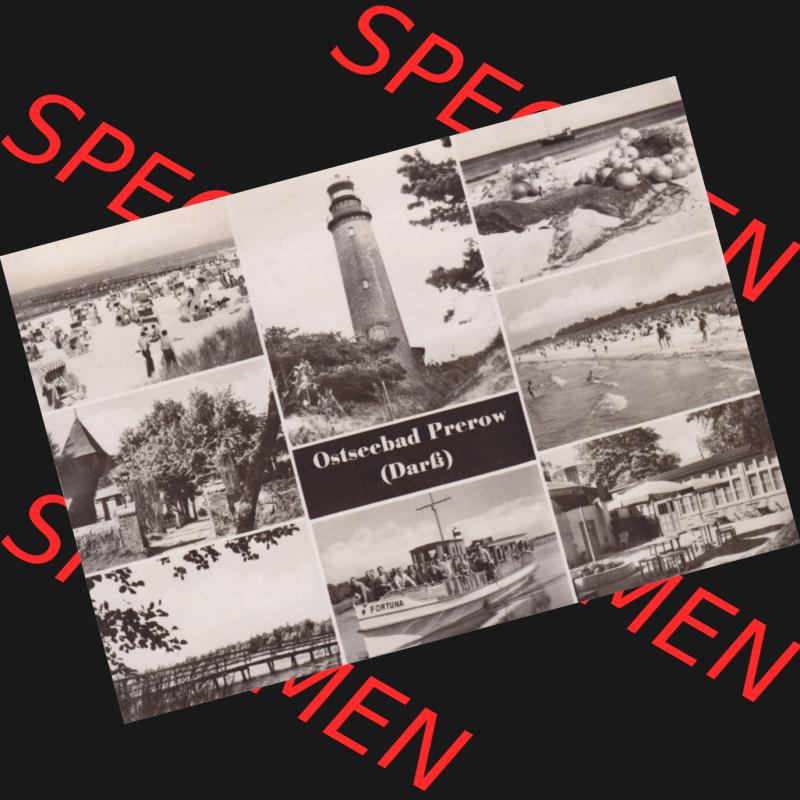 Ansichtskarte DDR Bezirk Rostock, Kreis Ribnitz-Damgarten Ostseebad Prerow Bildpostkarte in s/w - schwarzweiß Mehrbildkarte, Leuchtturm, Strand, Schiff. Ansichtskarte... Sammlung