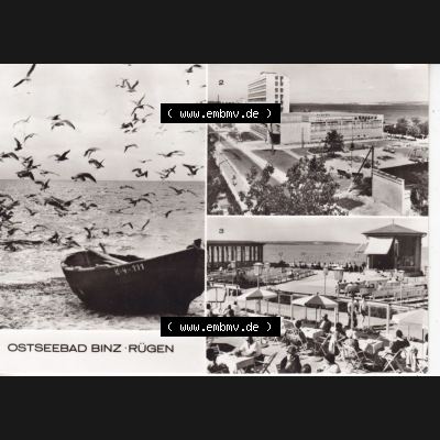 Alte Ansichtskarte DDR Bezirk Rostock, Kreis Rügen, Ostseebad Binz, Mehrbildkarte Binz mit Strand FDGB-Erholungsheim Arkona Konzertpavillion vor Kurhaus. Ansichtskarte bzw.... Sammlung