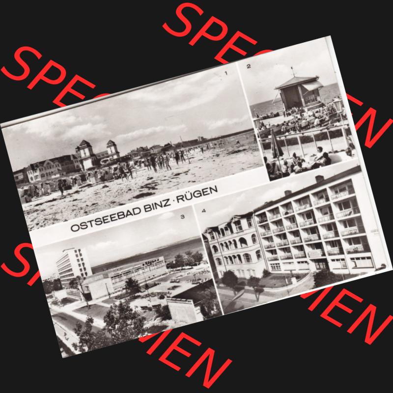 Alte Ansichtskarte DDR Bezirk Rostock, Kreis Rügen, Ostseebad Binz, Mehrbildkarte, Kurhaus und Strand, Am Konzertplatz FDGB-Erholungsheim Arkona, Haus der Stahlwerker.... Sammlung