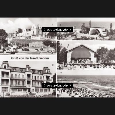 Ansichtskarten DDR Bezirk Rostock, Kreis Wolgast, Insel Usedom, AK mit Gruß von der Insel Usedom. Ansichtskarte bzw. Postkarte aus DDR-Zeiten der Deutschen Demokratischen... Sammlung