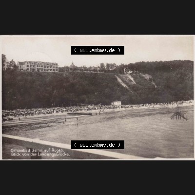 Ansichtskarte DDR Bezirk Rostock, Kreis Rügen, Ostseebad Sellin Postkarte in s/w schwarzweiß Ostseebad Sellin um 1930 auf Insel Rügen, Landungsbrücke.... Sammlung