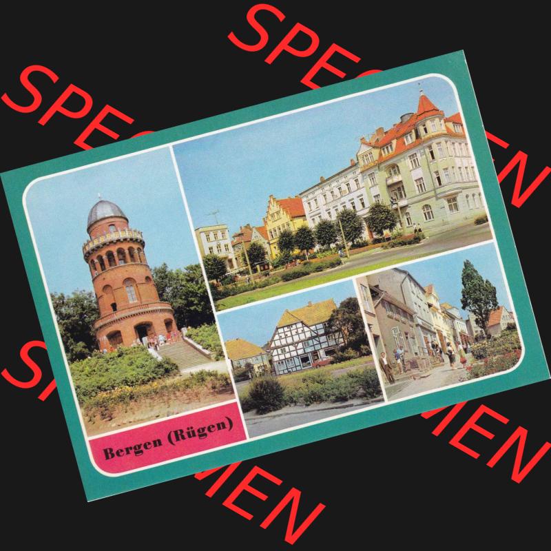 Ansichtskarte DDR Bezirk Rostock, Kreis Rügen, Insel Rügen allgemein, in Farbe - Color DDR, Bergen (Rügen). Ansichtskarte bzw. Postkarte in... Sammlung
