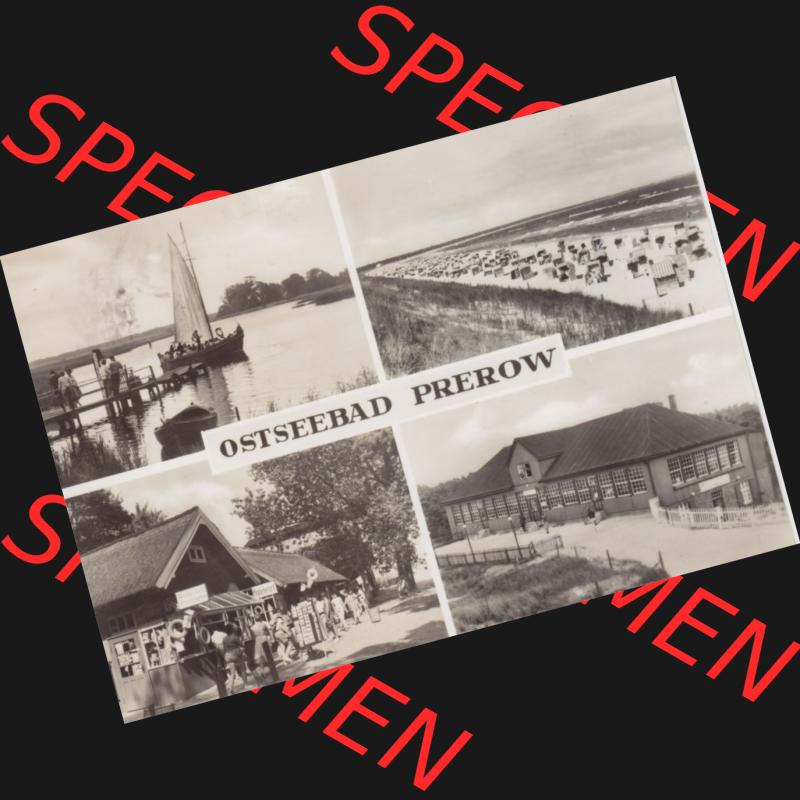 Ansichtskarte DDR Bezirk Rostock, Kreis Ribnitz-Damgarten Ostseebad Prerow Bildpostkarte in s/w - schwarzweiß Ostseebad, Strand, Segelboot, Strandkörbe. Ansichtskarte... Sammlung