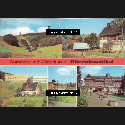 AK DDR, Bezirk Karl-Marx-Stadt, Kreis Annaberg, Stadt Oberwiesenthal in Farbe Sprungschanzen, Hotel Bergfrieden, Jugendherberge. Ansichtskarte bzw. Postkarte... Sammlung