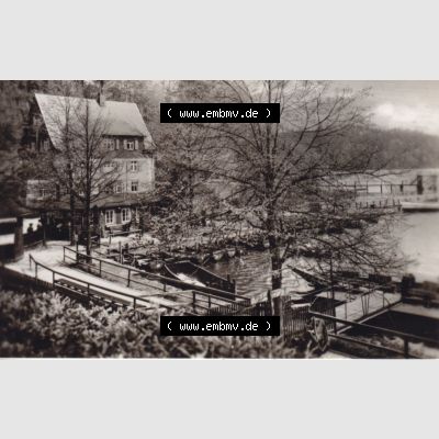 Fotos DDR, Bezirk Karl-Marx-Stadt, Kreis Hainichen, Talsperre Kriebstein 1971 aus Foto-Mappe vom Verlag Erhard Neubert KG Kriebstein - Bootstation. Fotos aus DDR-Zeiten Bezirk... Sammlung