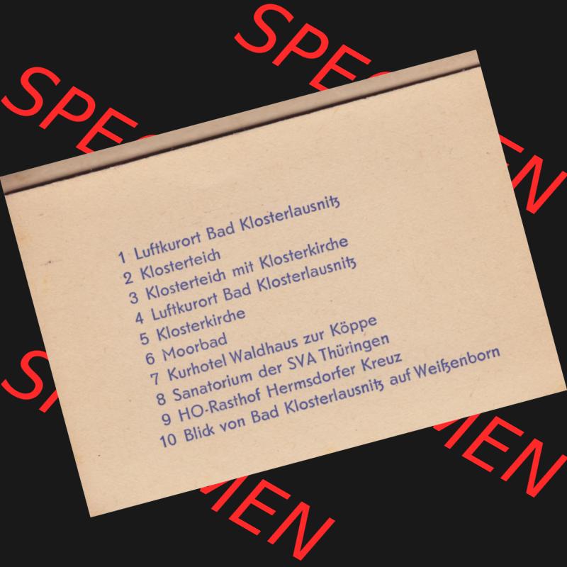 DDR Bezirk Gera, Landkreis Jena, Luftkurort Bad Klosterlausnitz, 10 Echt-Foto-Handabzüge, Albert Krebs, Leipzig S3 Liste der Echt-Foto-Handabzüge. Foto-Handabzüge... Sammlung