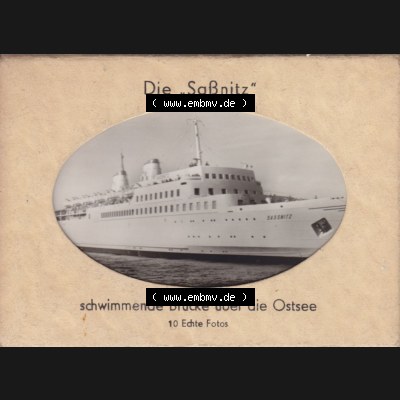Echt Foto-Mappe der DDR, Fährschiff Die Saßnitz schwimmende Brücke über die Ostsee 1959, Umschlag (1). DDR Bezirk Rostock, Kreis Rügen,... Sammlung