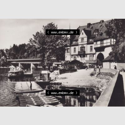 Fotos DDR Bezirk Gera, Kreis Schleiz, Stadt Saalburg-Ebersdorf, Ortsteil Saalburg 1968, 10 Dick-Fotos vom Dick-Foto-Verlag Erlbach i. V., Foto-Mappe 5067 HO-Hotel... Sammlung
