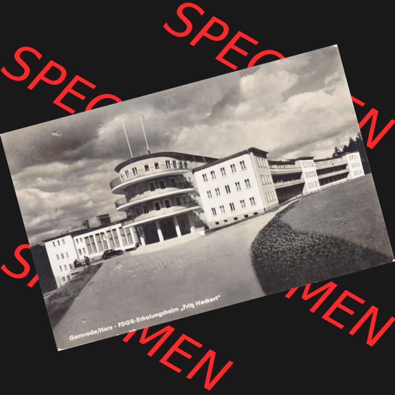 Ansichtskarte in s/w DDR, Bezirk Magdeburg, Gernrode im Harz, FDGB-Ferienheim Fritz Heckert. Ansichtskarte bzw. Postkarte aus DDR-Zeiten Bezirk Magdeburg der Deutschen... Sammlung