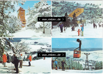 AK DDR, Bezirk Karl-Marx-Stadt, Kreis Annaberg, Stadt Oberwiesenthal in Farbe Gruß vom Fichtelberg (2) Sammlung