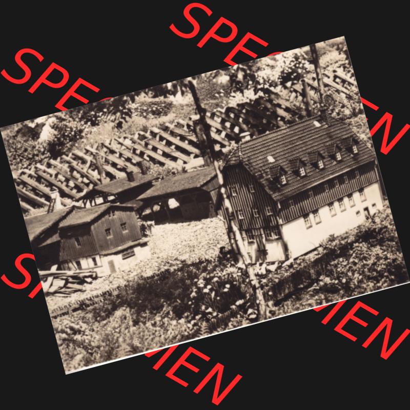 Fotos DDR, Bezirk Karl-Marx-Stadt, Kreis Flöha, Oederan/Sa. Klein-Erzgebirge 1975, 10 Fotobildchen, Verlag Erhard Neubert KG, Ansicht Strohhaus und Sägewerk... Sammlung