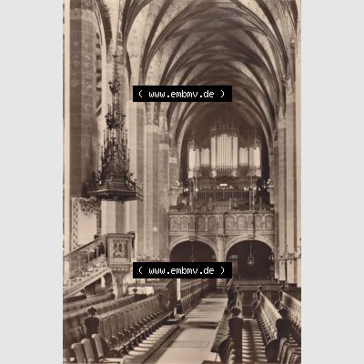 Ansichtskarten DDR Bezirk Leipzig, Leipzig Stadt in s/w - schwarzweiß, Thomaskirche, Blick vom Chor durch Langhaus, ungelaufen V II 28 A 246 - 57 DDR. Ansichtskarte... Sammlung