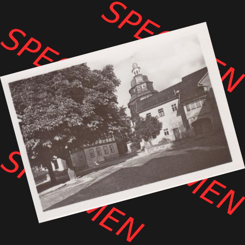 Fotos der DDR Bezirk Suhl, Kreis Bad Salzungen, Stadt Bad Liebenstein, Ansichten Mappe vom Verlag Erhard Neubert, Karl-Marx-Stadt, 1954 Bad Liebenstein, Kirche und Fröbelhaus... Sammlung
