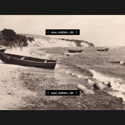 Fotos der DDR Bezirk Rostock, Kreis Rügen, Ostseebad Göhren 1970, Foto Mappe Göhren auf Rügen mit 10 Fotos / Ansichten Südstrand mit Fischerbooten.... Sammlung