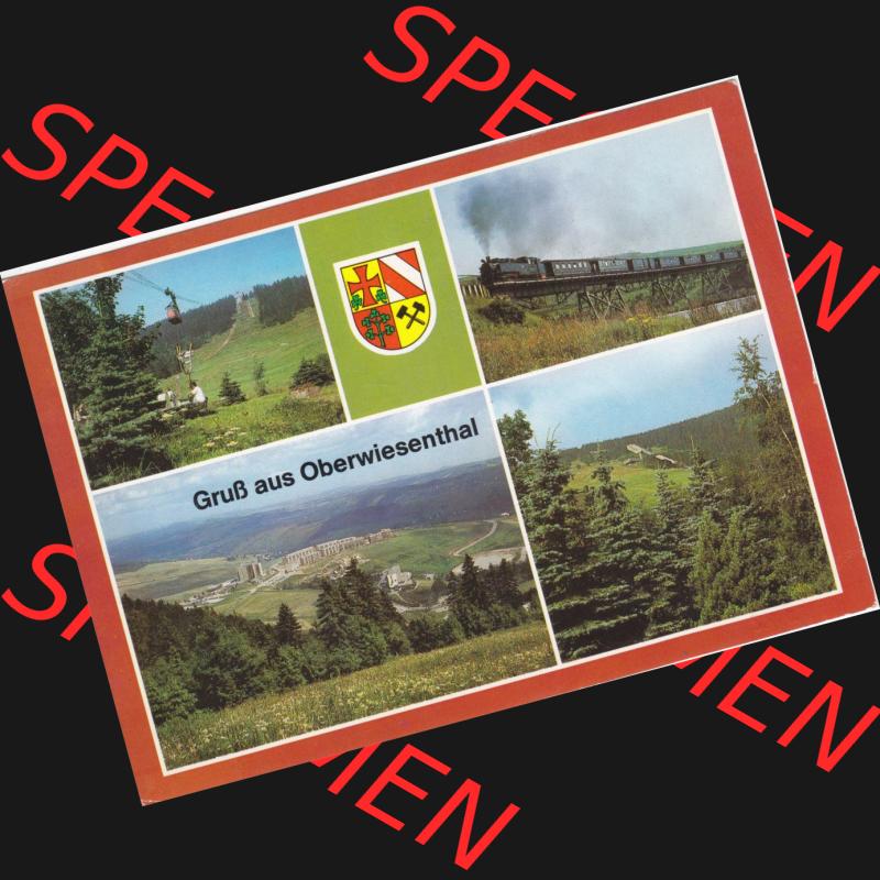 AK DDR, Bezirk Karl-Marx-Stadt, Kreis Annaberg, Stadt Oberwiesenthal in Farbe Schmalspurbahn, Eisenbahn Fichtelberg. Ansichtskarte bzw. Postkarte aus DDR-Zeiten Bezirk... Sammlung