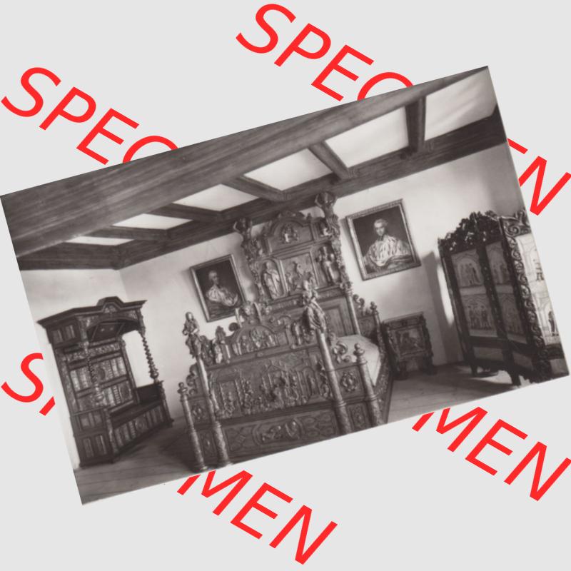 Fotos der DDR, Bezirk Karl-Marx-Stadt, Kreis Auerbach, Burg Falkenstein 1979, Herrschaftliches Schlafzimmer Frühbarock. Fotos aus DDR-Zeiten Bezirk Karl-Marx-Stadt der... Sammlung