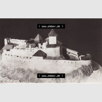 Fotos der DDR, Bezirk Karl-Marx-Stadt, Kreis Auerbach, Burg Falkenstein 1979, Rekonstruktion-Modell Buganlage . Fotos aus DDR-Zeiten Bezirk Karl-Marx-Stadt der Deutschen... Sammlung