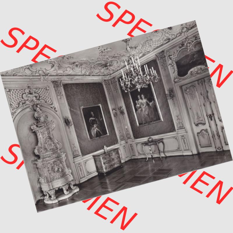 Alte s/w Ansichtskarte Echt Foto DDR Bezirk Gera, Kreis Rudolstadt, Museen Schloss Heidecksburg (Thüringen) 1983, Goldener Salon. Echt Foto Ansichtskarte aus... Sammlung