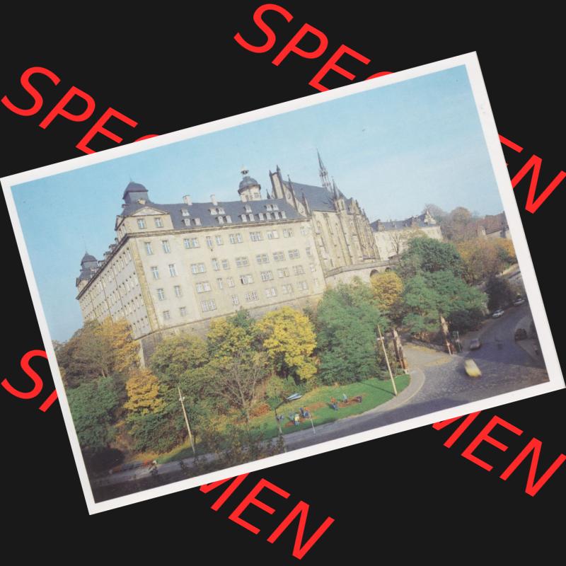 Ansichtskarten DDR Bezirk Leipzig, Kreis Altenburg, Schloss Altenburg 1988, Schloss Altenburg mit Konzerthalle Schlosskirche (1). Alte Ansichtskarten in der DDR,... Sammlung