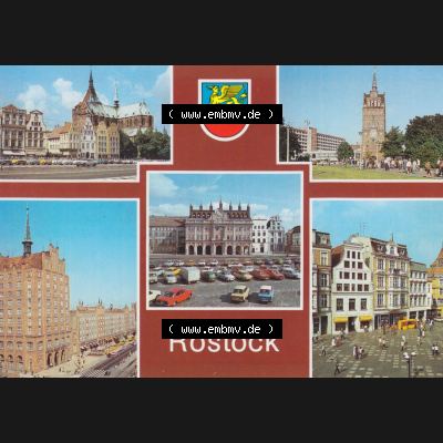 Ansichtskarte DDR Bezirk Rostock, Stadtkreis Rostock, Hansestadt Rostock Ansicht Ernst-Thälmann-Platz, Kröpeliner Tor, Rathaus, Lange Straße. Alte Ansicht... Sammlung