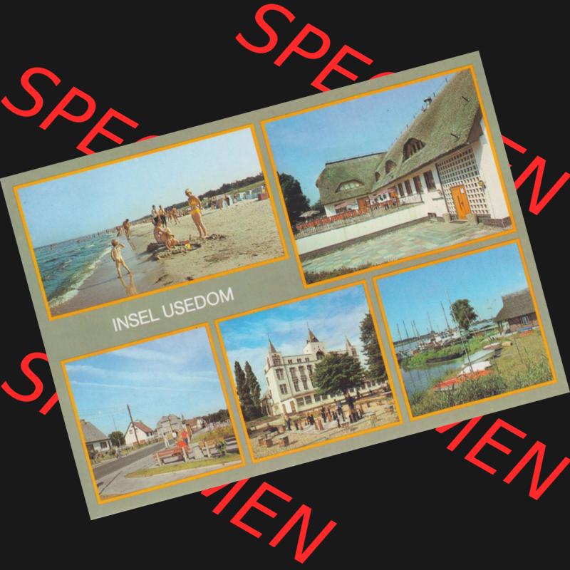 Ansichtskarte DDR Bezirk Rostock, Kreis Wolgast, Insel Usedom 1986, Karlshagen, Strand, Trassenheide, Ostseebad Zinnowitz. Alte Ansichtskarte der DDR Bezirk Rostock,... Sammlung