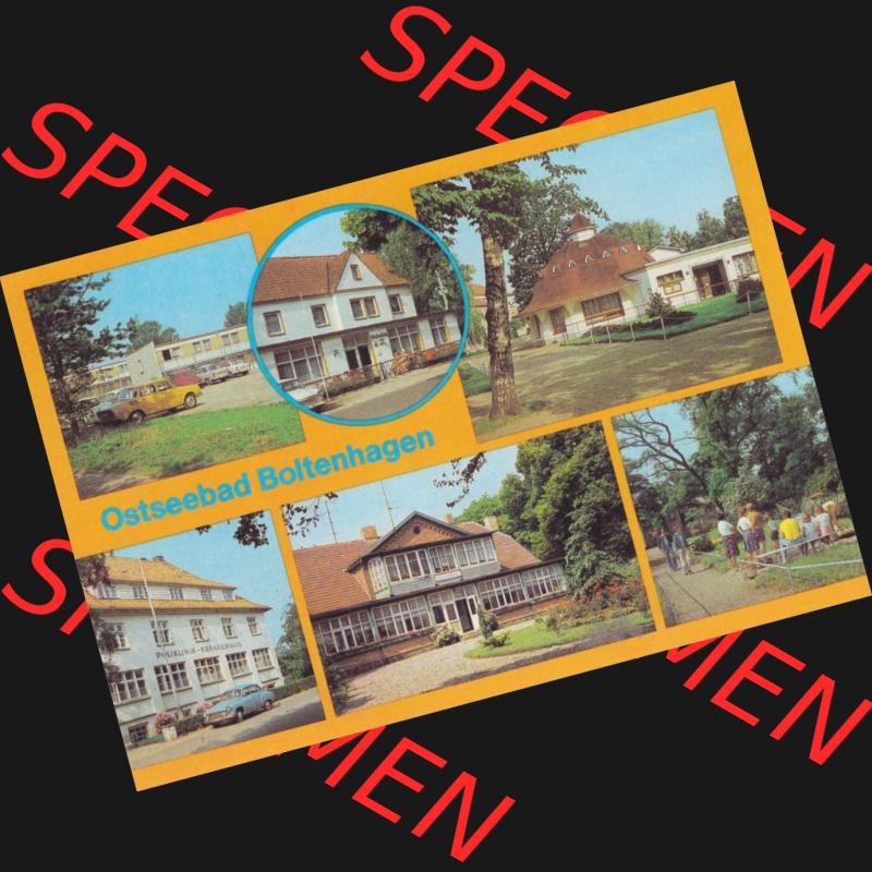 Ansichtskarte mit Ansichten der DDR Bezirk Rostock, Kreis Grevesmühlen, Ostseebad Boltenhagen 1982, Urlauberdorf, Kurverwaltung, Krankenhaus, Haus am Meer.... Sammlung
