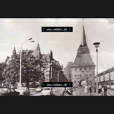 Ansichtskarte DDR Bezirk Rostock, Stadtkreis Rostock, Hansestadt Rostock Ansicht 1979, Rostocker Steintor, Einbildkarte, Schwarzweiß. Alte Ansicht in Schwarzweiß... Sammlung