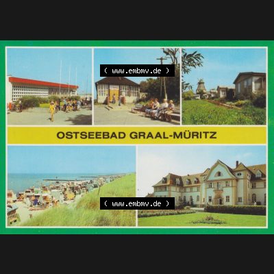 Alte Ansichtskarte DDR Bezirk Rostock, Kreis Rostock, Ostseebad Graal-Müritz 1986, Broilergaststätte, Café Seeblick, Ferienobjekt Strandperle, Strand.... Sammlung