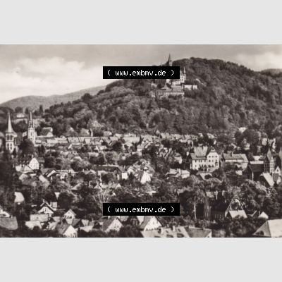 Altes Foto der DDR, Bezirk Magdeburg, Kreis Wernigerode, Stadt Wernigerode am Harz 1970, Blick von der Sennhütte. Das alte Foto wurde 1970 innerhalb einer Foto-Mappe... Sammlung
