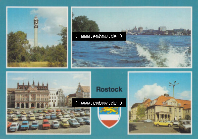 Ansichtskarten DDR Bezirk Rostock, Stadtkreis Rostock, Hansestadt Rostock Richtfunkturm, Rathausplatz, Medizinische Universitätsklinik.... Sammlung