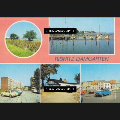Alte Ansichtskarte DDR Bezirk Rostock, Kreis Ribnitz-Damgarten, Stadt Ribnitz-Damgarten 1985, Grünanlagen am Segelhafen, Gdansker Straße. Alte Ansichtskarte mit... Sammlung